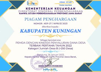 Kabupaten Kuningan sebagai Pemda dengan Kinerja Penyaluran Dana Desa Terbaik Pertama Tahun 2022